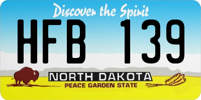 ND license plate HFB139