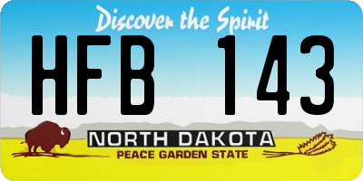 ND license plate HFB143