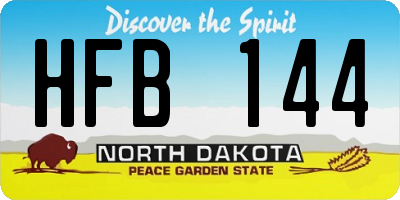 ND license plate HFB144
