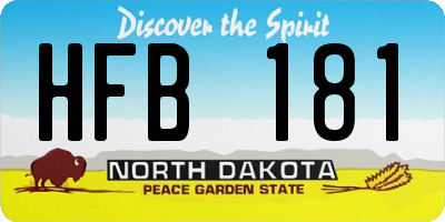 ND license plate HFB181