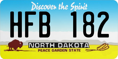 ND license plate HFB182