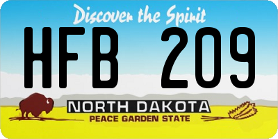 ND license plate HFB209