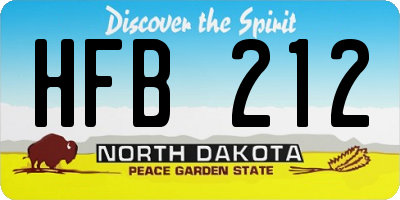 ND license plate HFB212