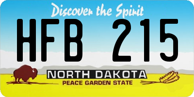 ND license plate HFB215