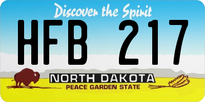 ND license plate HFB217
