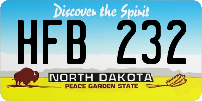ND license plate HFB232
