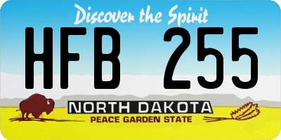 ND license plate HFB255