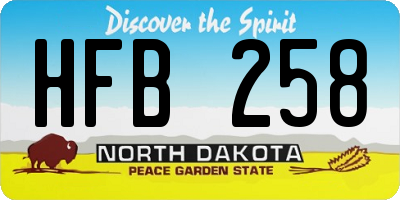 ND license plate HFB258