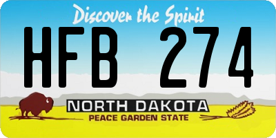 ND license plate HFB274