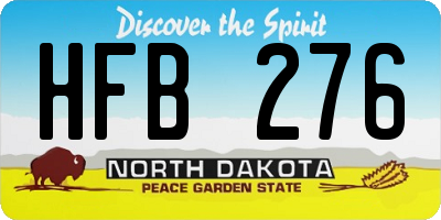 ND license plate HFB276