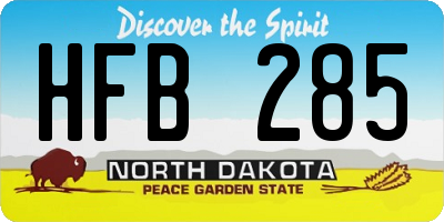 ND license plate HFB285