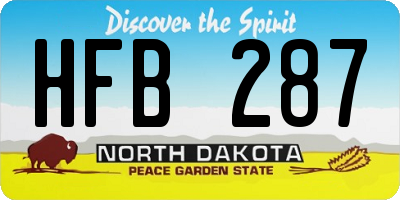 ND license plate HFB287