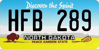 ND license plate HFB289