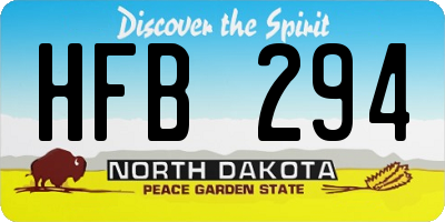 ND license plate HFB294