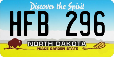 ND license plate HFB296