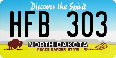 ND license plate HFB303