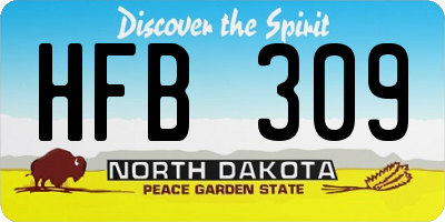 ND license plate HFB309