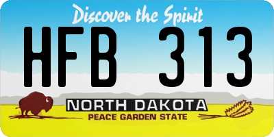ND license plate HFB313