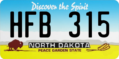 ND license plate HFB315