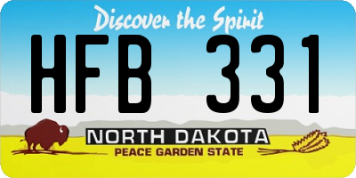 ND license plate HFB331