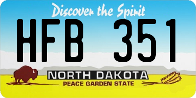 ND license plate HFB351