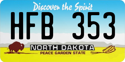 ND license plate HFB353