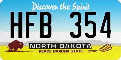 ND license plate HFB354