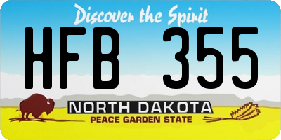 ND license plate HFB355