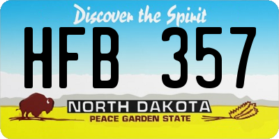 ND license plate HFB357