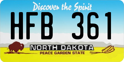 ND license plate HFB361