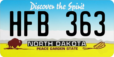 ND license plate HFB363