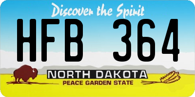 ND license plate HFB364