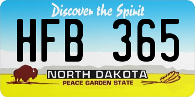 ND license plate HFB365