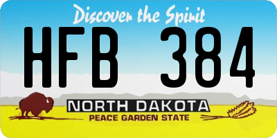 ND license plate HFB384