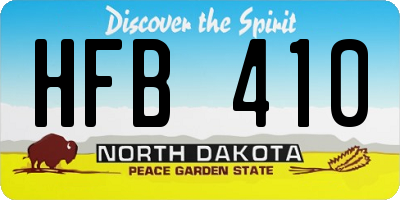 ND license plate HFB410