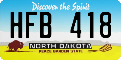 ND license plate HFB418