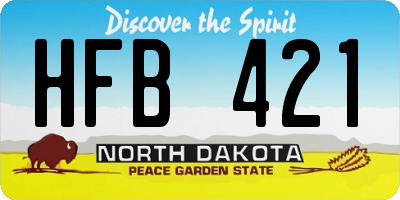 ND license plate HFB421