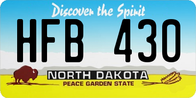 ND license plate HFB430