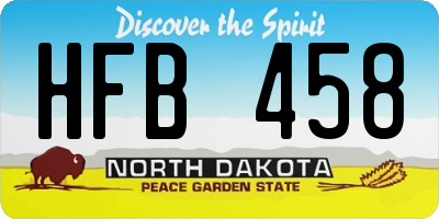 ND license plate HFB458