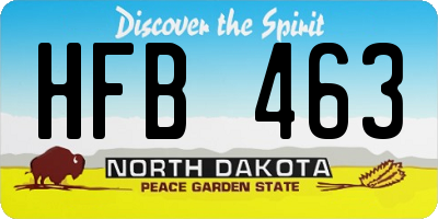 ND license plate HFB463
