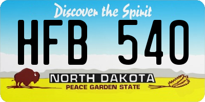 ND license plate HFB540