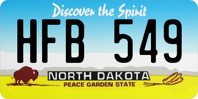 ND license plate HFB549