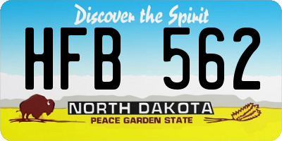 ND license plate HFB562