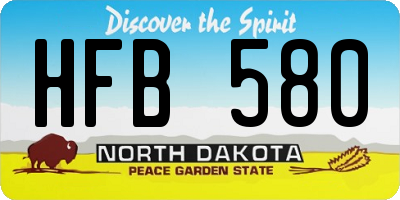 ND license plate HFB580