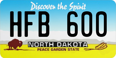 ND license plate HFB600