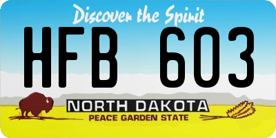ND license plate HFB603