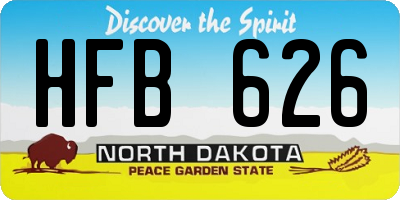 ND license plate HFB626