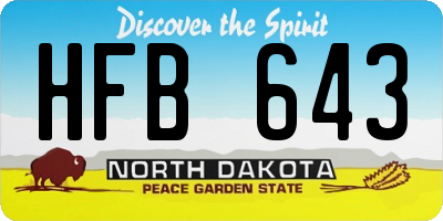 ND license plate HFB643