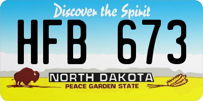 ND license plate HFB673