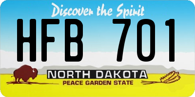 ND license plate HFB701